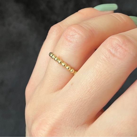 Beaded 10k Gold Stackable Ring - Picture 12 of 12